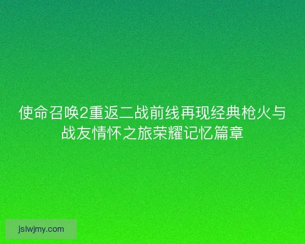 使命召唤2重返二战前线再现经典枪火与战友情怀之旅荣耀记忆篇章