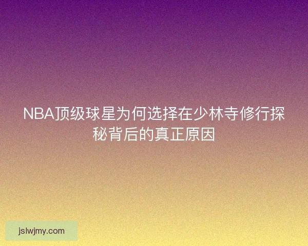 NBA顶级球星为何选择在少林寺修行探秘背后的真正原因